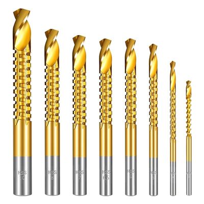 comprar Brocas helicoidais hss revestidas de titânio, 8 pacotes, 3-10mm, corte lateral serrilhado, serra espiral, ferramentas para trabalhar madeira, ferramenta para corte de ranhuras online manufacture