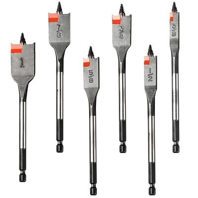 kopen 6 stuks houtboorstuk hoge snelheid platte lange boorstukken voor hout 3/8in - 1in online manufacture