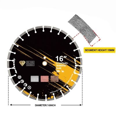 comprar Cuchilla profesional de 16 pulgadas para caminar detrás de la hoja. Núcleo de sándwich soldado con láser para hormigón curado. online manufacture