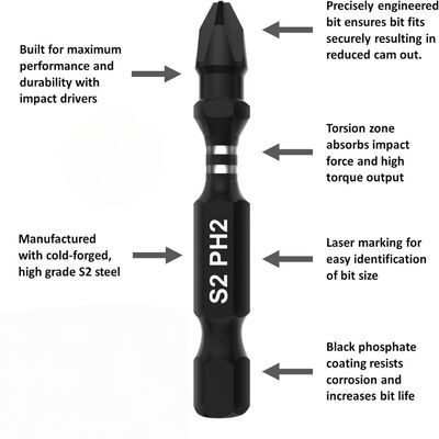 comprar Bits de revestimento PH2 pesados. Liga S2 de alto torque. online manufacture